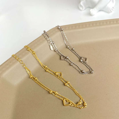 [Kincade Jewelrys]Dainty Double Layer Love Heart Bracelet
