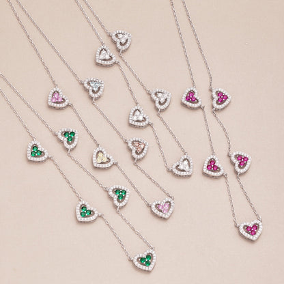 [Kincade Jewelery]Sparkling Five Heart Necklace