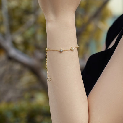 [Kincade Jewelery]Four-Leaf Kincade Hollow Butterfly Bracelet