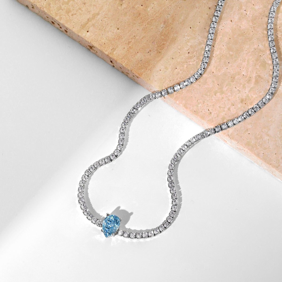 [Kincade Jewelery]1.0 carat Unique Pear Cut Tennis Necklace