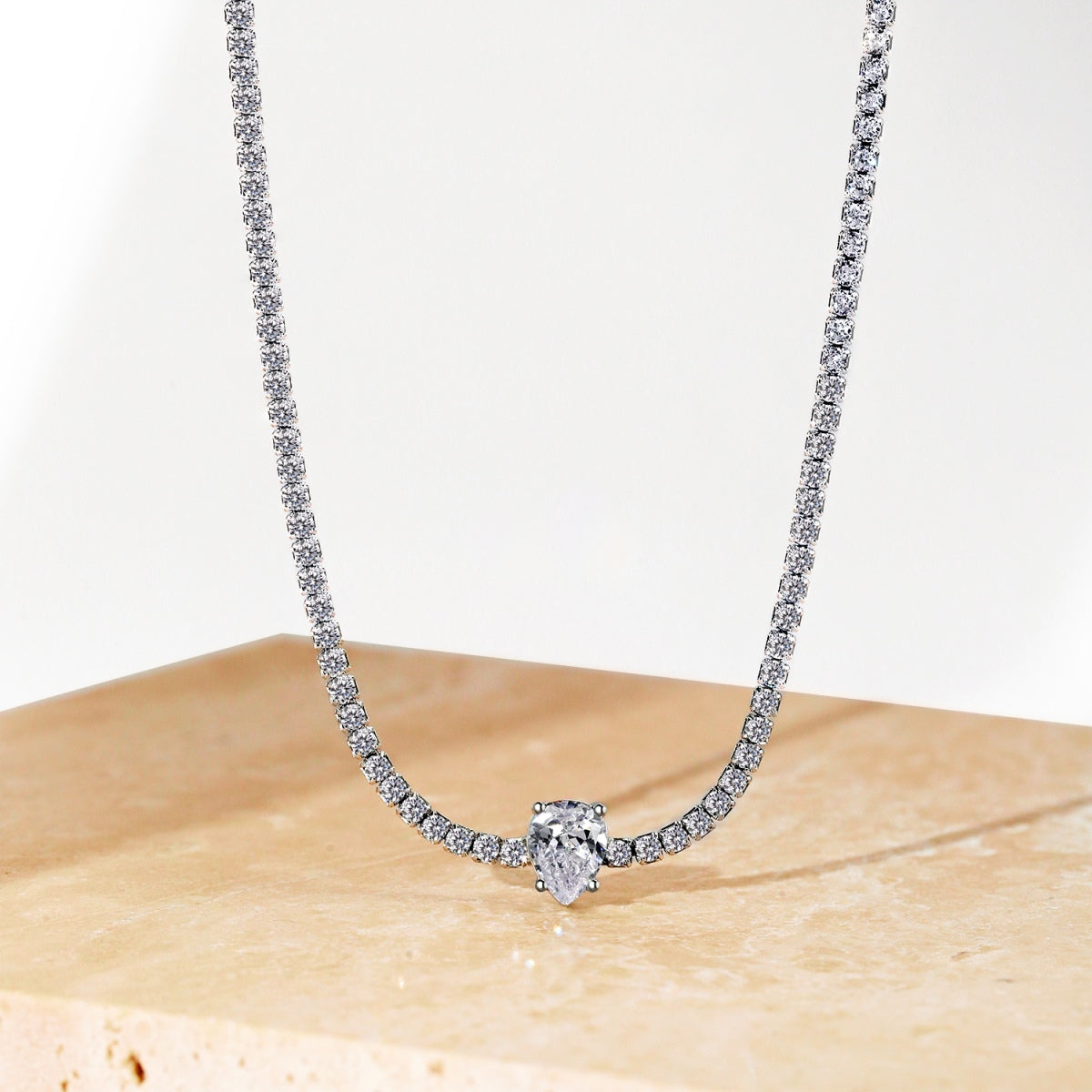 [Kincade Jewelery]1.0 carat Unique Pear Cut Tennis Necklace