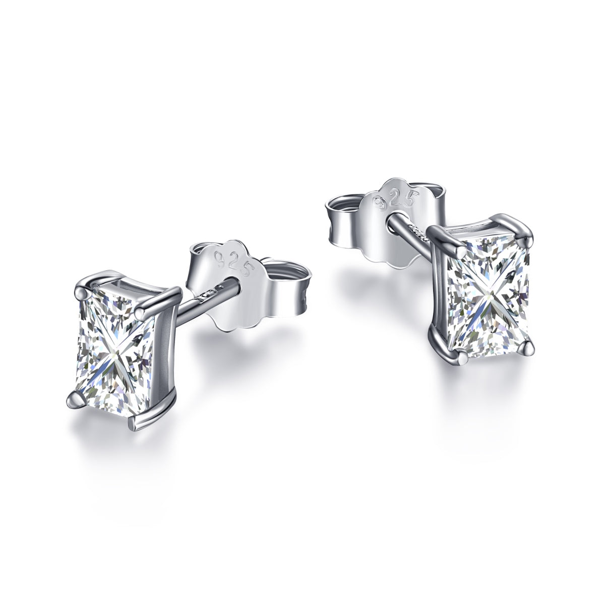 [Kincade Jewelery]Stylish Shiny Rectangular Center Stone Stud Earrings