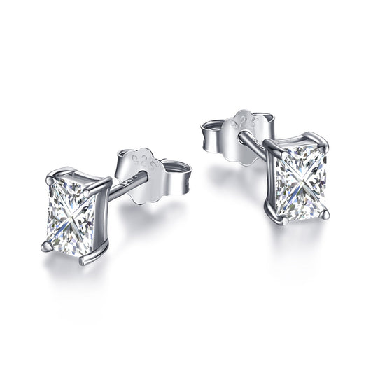 [Kincade Jewelery]Stylish Shiny Rectangular Center Stone Stud Earrings