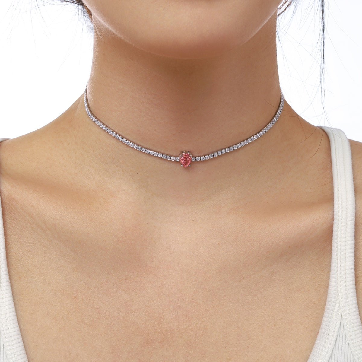 [Kincade Jewelery]1.0 carat Unique Pear Cut Tennis Necklace