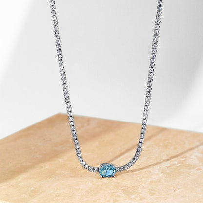 [Kincade Jewelrys]1.0 Carat Shining Oval Cut Necklace