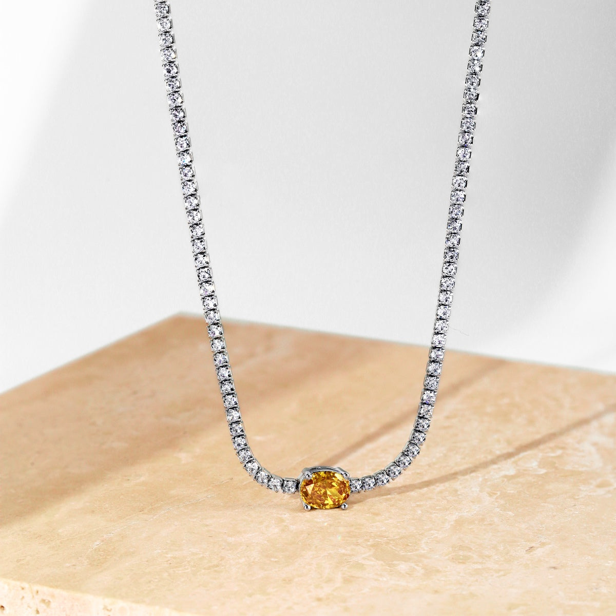 [Kincade Jewelrys]1.0 Carat Shining Oval Cut Necklace