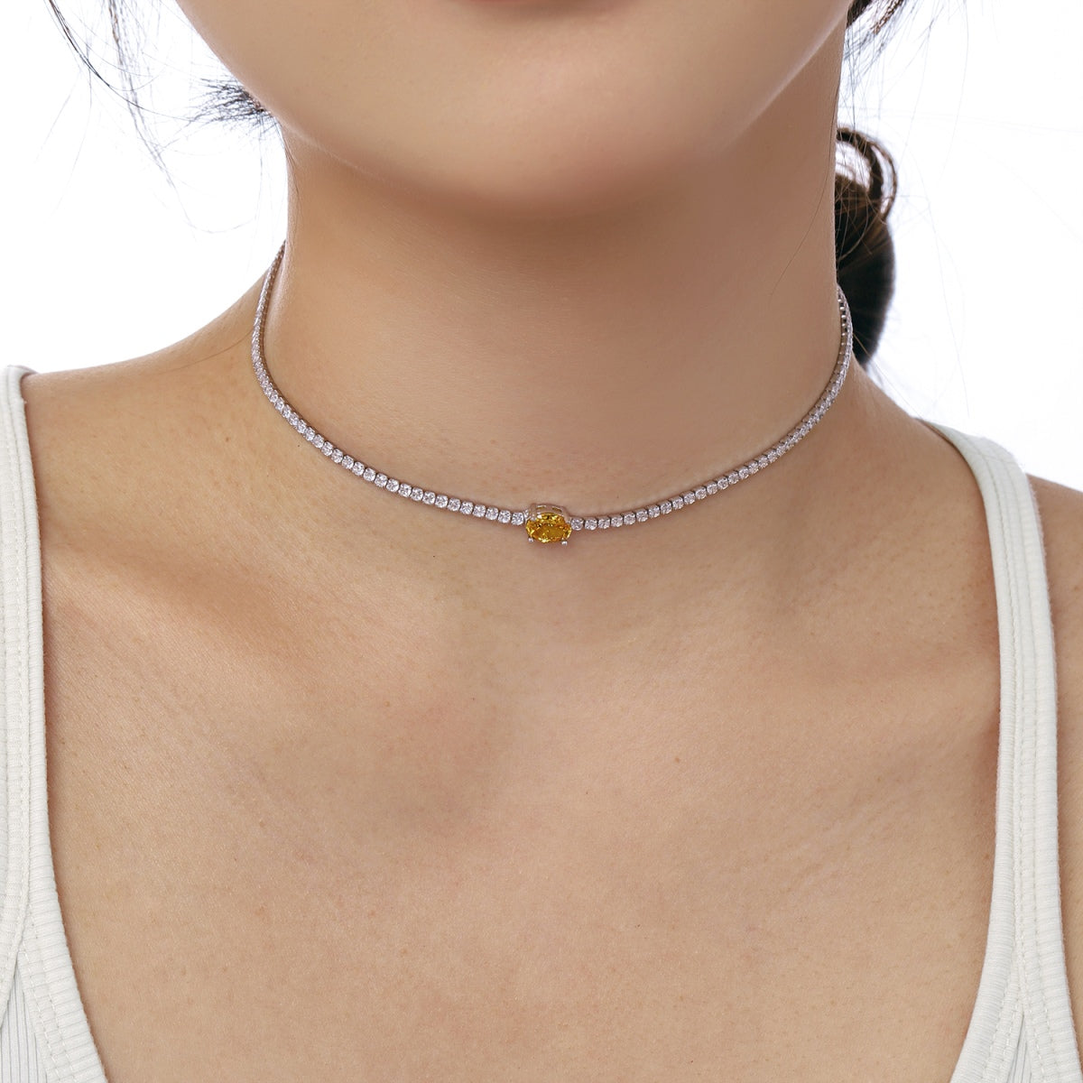 [Kincade Jewelrys]1.0 Carat Shining Oval Cut Necklace