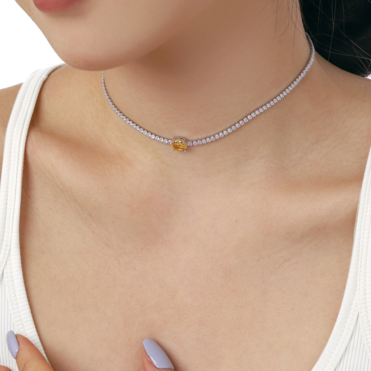 [Kincade Jewelery]1.0 Carat Shining Oval Cut Necklace