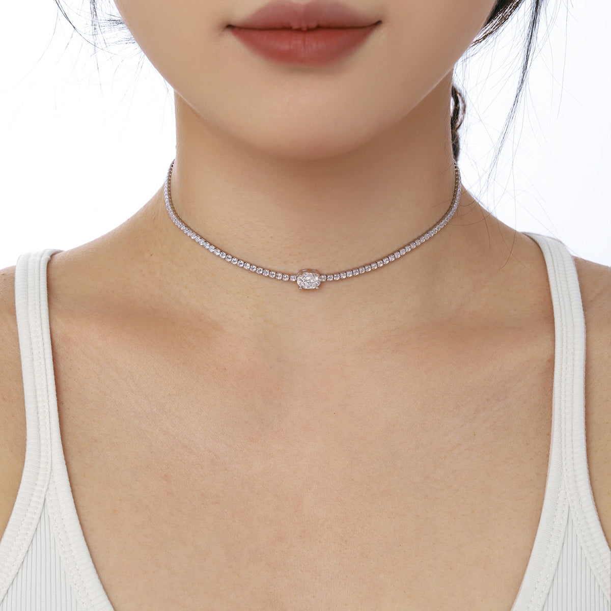 [Kincade Jewelrys]1.0 Carat Shining Oval Cut Necklace