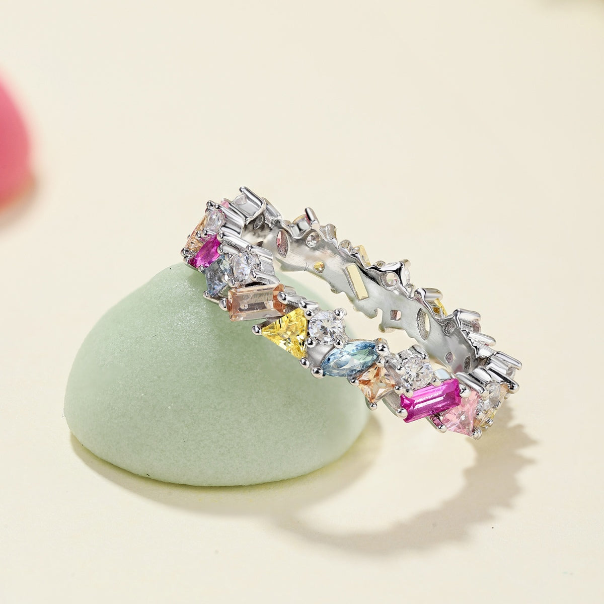 [Kincade Jewelrys]Dazzling Polychromatic Multi cut Daily Ring