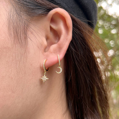 [Kincade Jewelery]Star and Moon Asymmetric Earrings