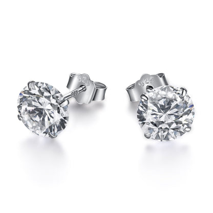 [Kincade Jewelery]Stylish Shiny Round Center Stone Stud Earrings