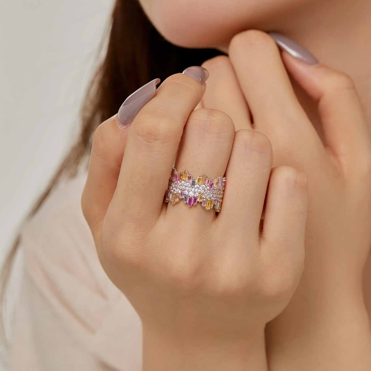[Kincade Jewelery]Luxurious Colorful Radiant Cut Daily Ring