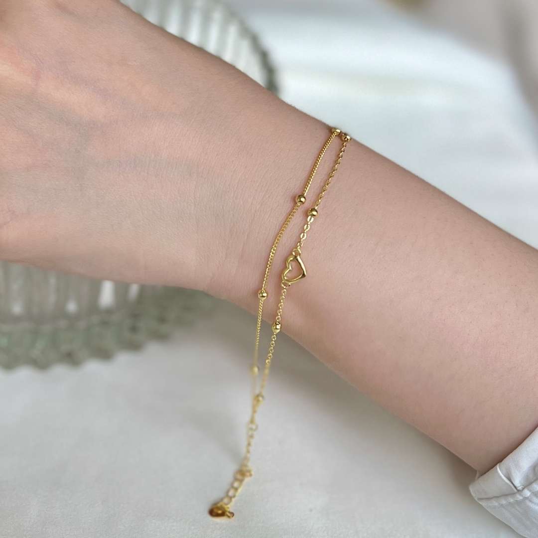 [Kincade Jewelrys]Dainty Double Layer Love Heart Bracelet