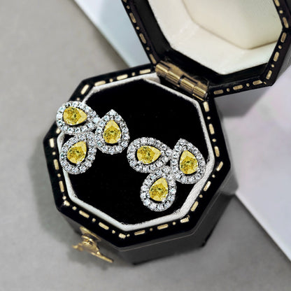 [Kincade Jewelery]Ornate Flower Shape Pear Cut Lover Earrings