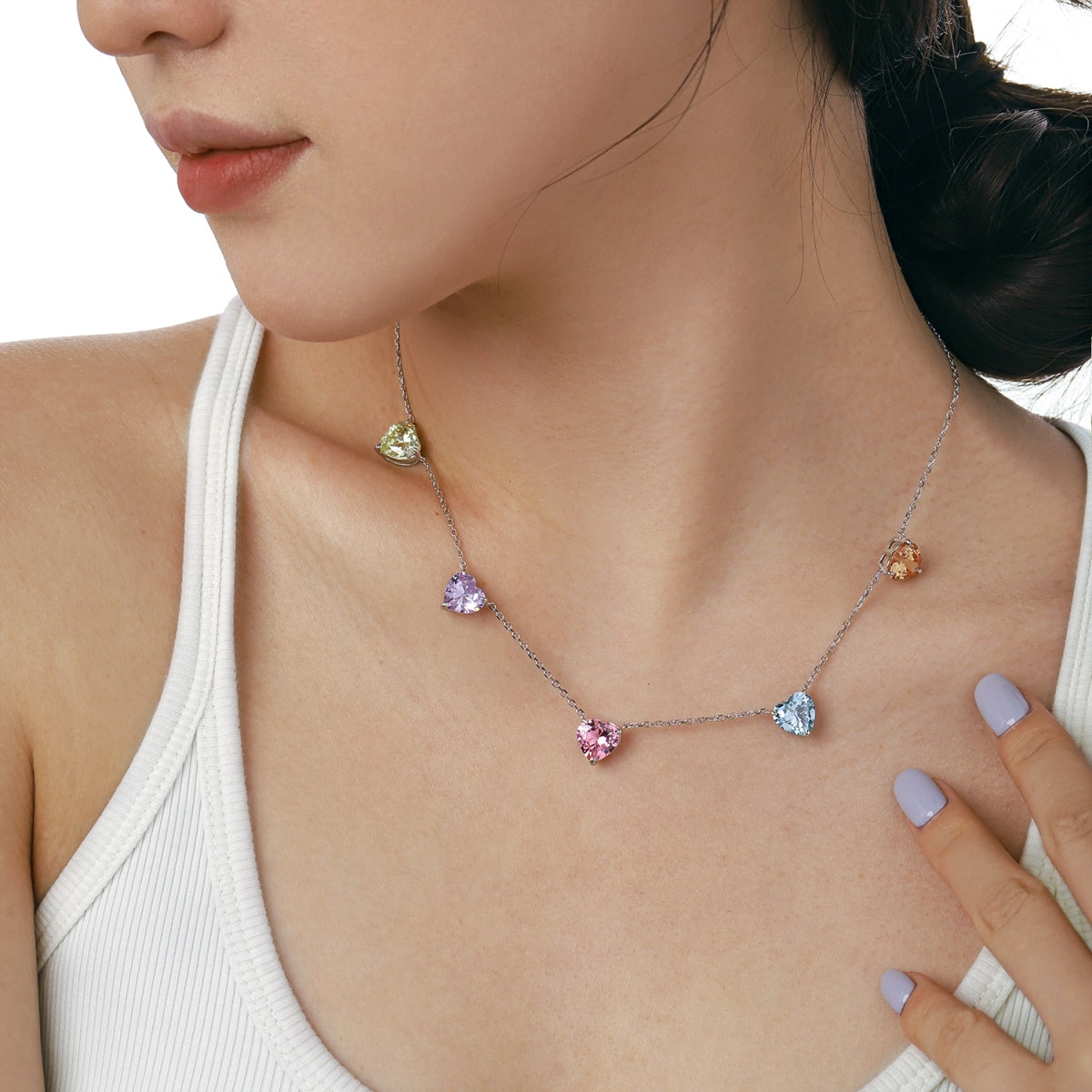 [Kincade Jewelery]Sparkling Colorful Heart Cut Necklace