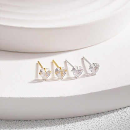 [Kincade Jewelery]Sparkling Heart Shaped Simple Earrings