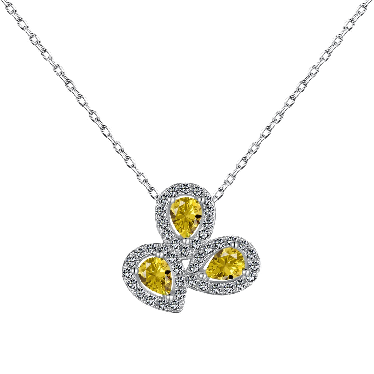 [Kincade Jewelery]Elegant Flower Shape Pear Cut Necklace