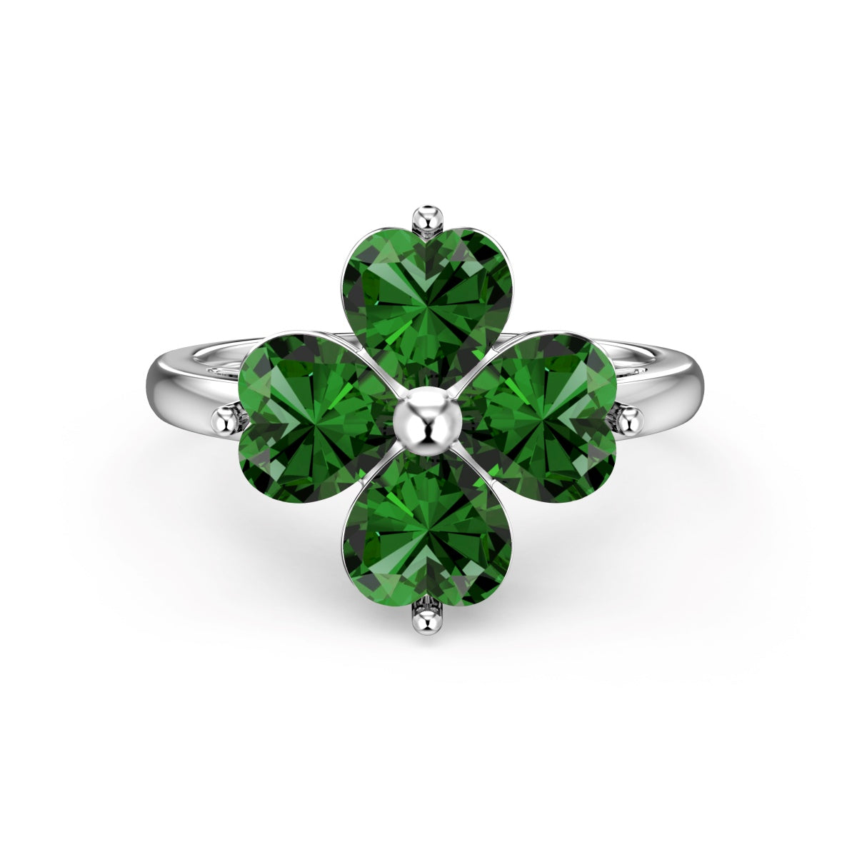 [Kincade Jewelery]Heart-shaped Four-Leaf Kincade Ball Ring