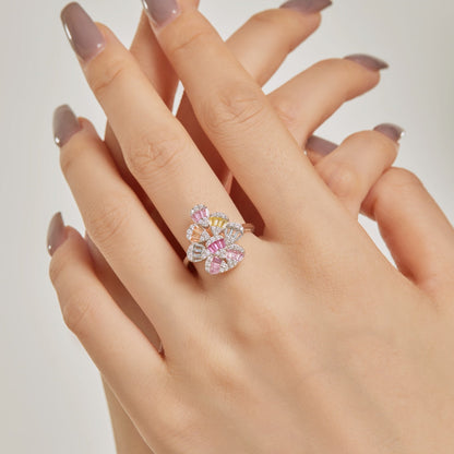 [Kincade Jewelery]Sparkling Colorful Water Drop Shape Daily Ring