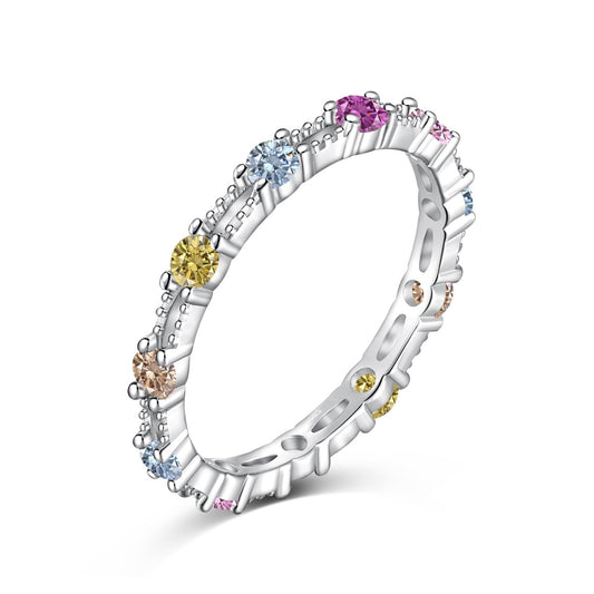 [Kincade Jewelery]Sparkling Colorful Round Cut Tennis Ring