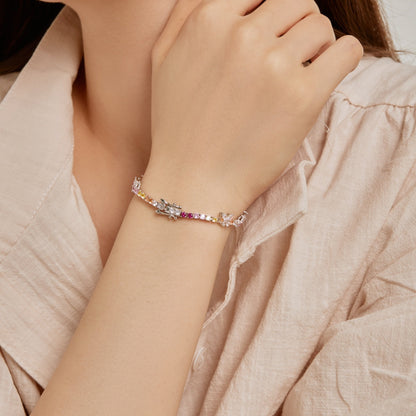 [Kincade Jewelery]Ornate Colorful Butterfly Shape Round Cut Daily Bracelet