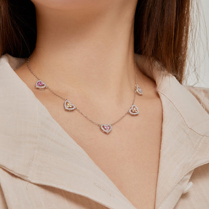 [Kincade Jewelrys]Sparkling Five Heart Necklace