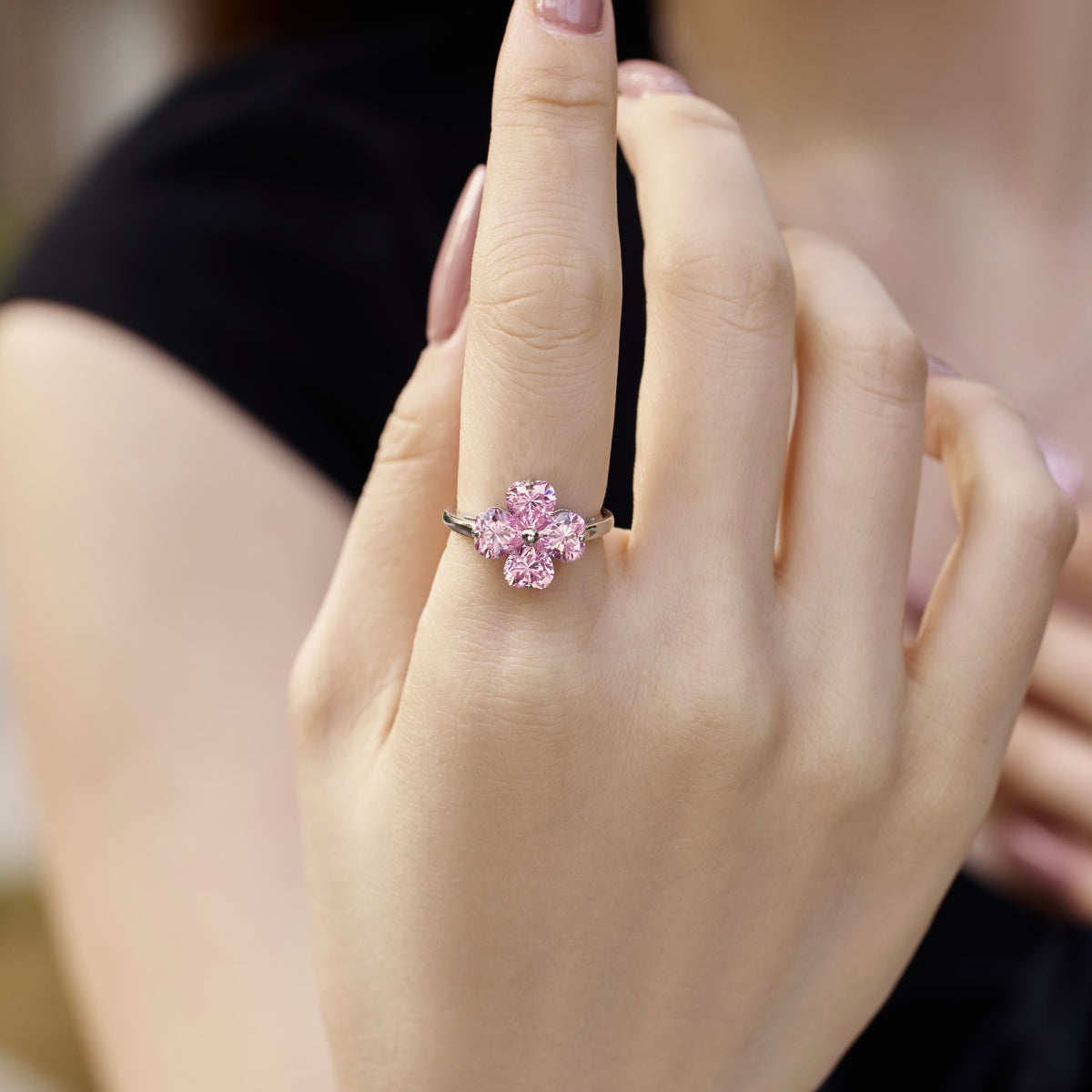 [Kincade Jewelery]Heart-shaped Four-Leaf Kincade Ball Ring