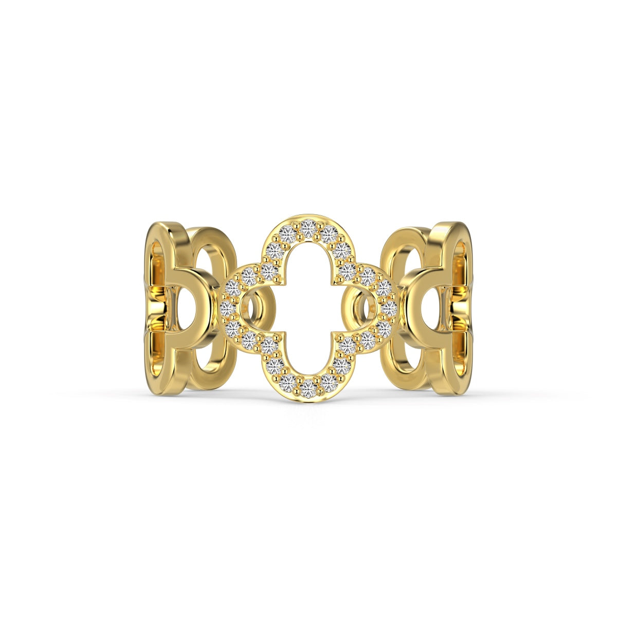 [Kincade Jewelrys]Hollow Design Four-Leaf Clover Flower Shape Ring
