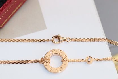 [Kincade Jewelrys]LOVE NECKLACE ADJUSTABLE ROSE GOLD 2 DIAMOND