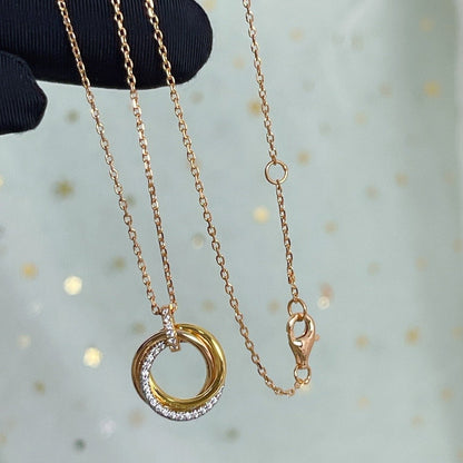 [Kincade Jewelrys]TRINITY NECKLACE SILVER GOLD PINK GOLD DIAMONDS