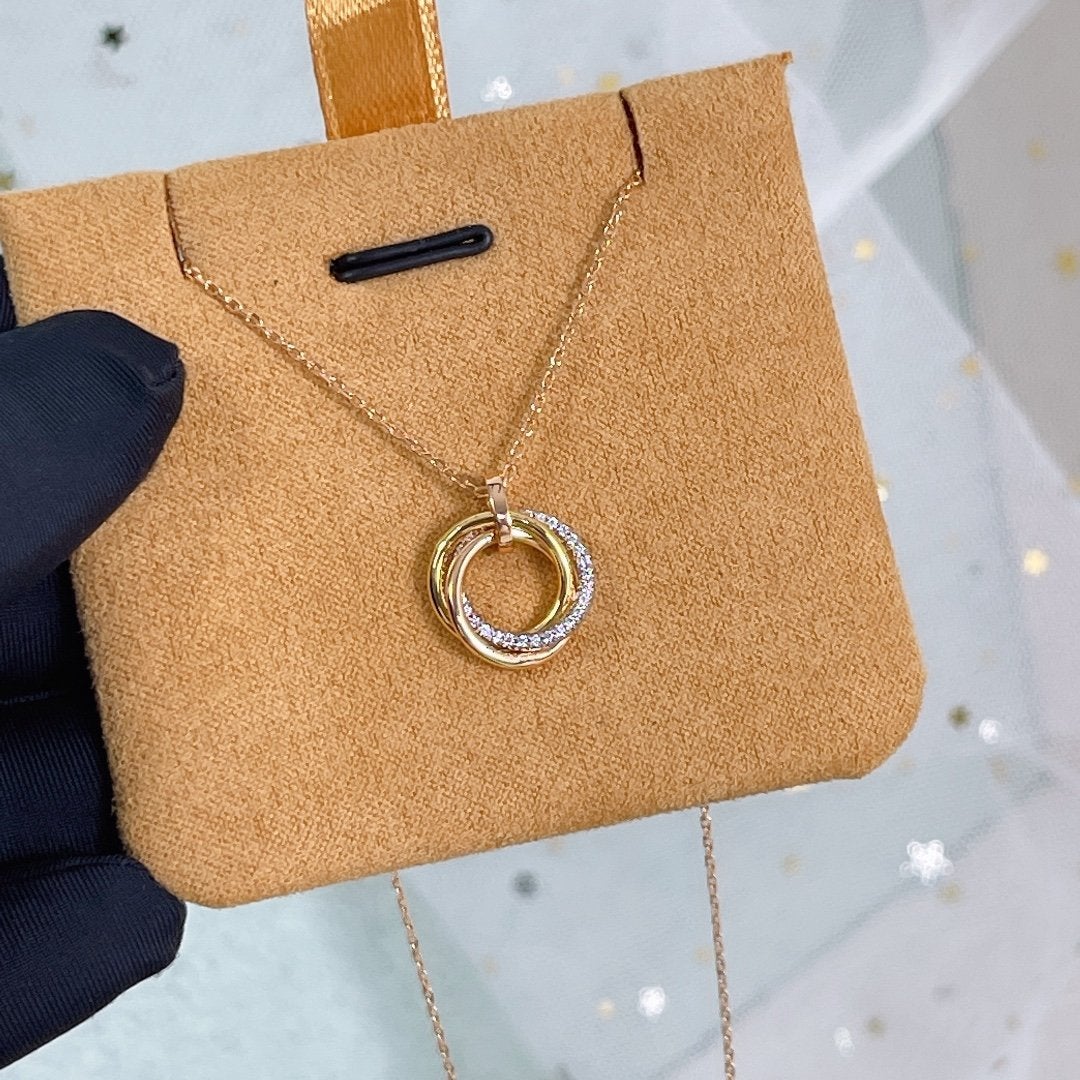 [Kincade Jewelrys]TRINITY NECKLACE SILVER GOLD PINK GOLD DIAMONDS