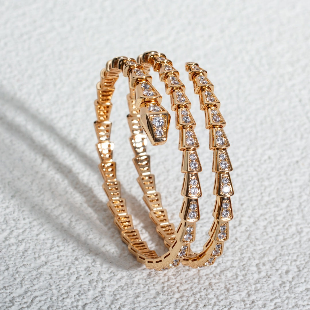 [Kincade Jewelrys]SERPENTI BRACELET PINK GOLD DIAMOND DOUBLE ROW