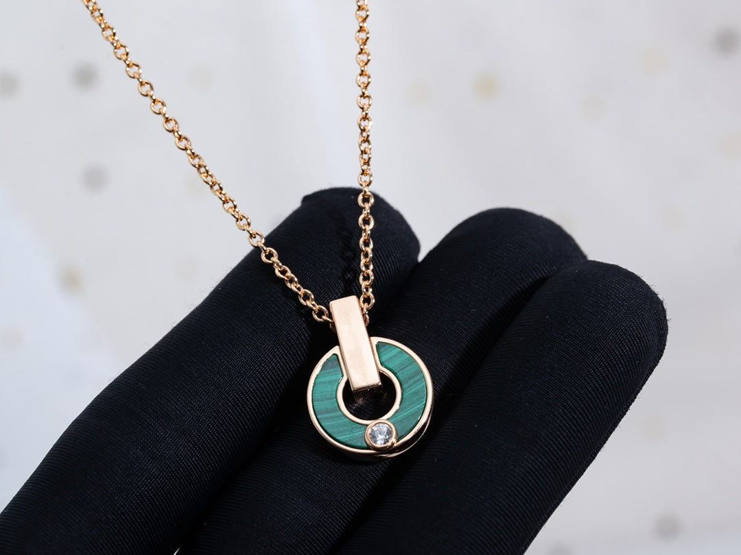 [Kincade Jewelrys]GARI NECKLACE PINK GOLD MALACHITE