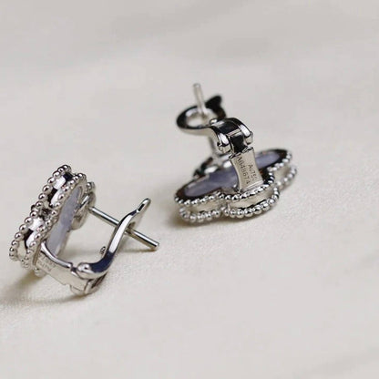 [Kincade Jewelrys]CLOVER MEDIUM 1 MOTIFS  WHITE MOP EARRINGS SILVER