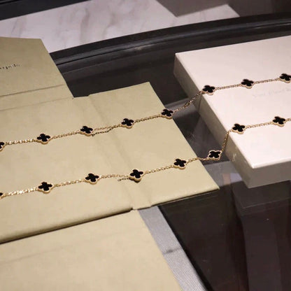 [Kincade Jewelrys]CLOVER 20 MOTIFS ONYX NECKLACE