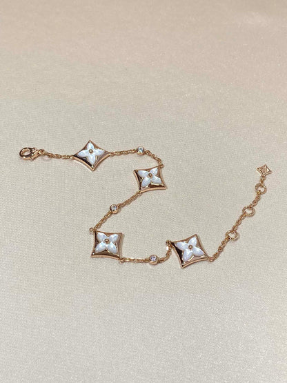[Kincade Jewelrys]STAR 4 MOTIF MOP DIAMOND PINK GOLD BRACELET