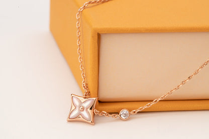 [Kincade Jewelrys]STAR PINK MOP 1 DIAMOND PINK GOLD NECKLACE