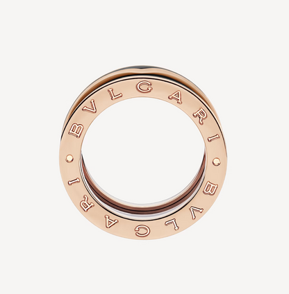 [Kincade Jewelrys]ZERO 1 TWO-BAND WITH MATTE BLACK CERAMIC PINK GOLD RING