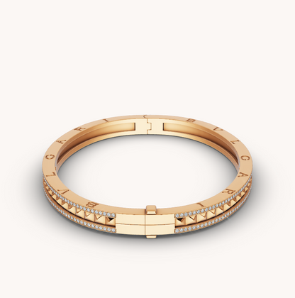 [Kincade Jewelrys]ZERO 1 SPIRAL AND PAVED DIAMOND GOLD BRACELET