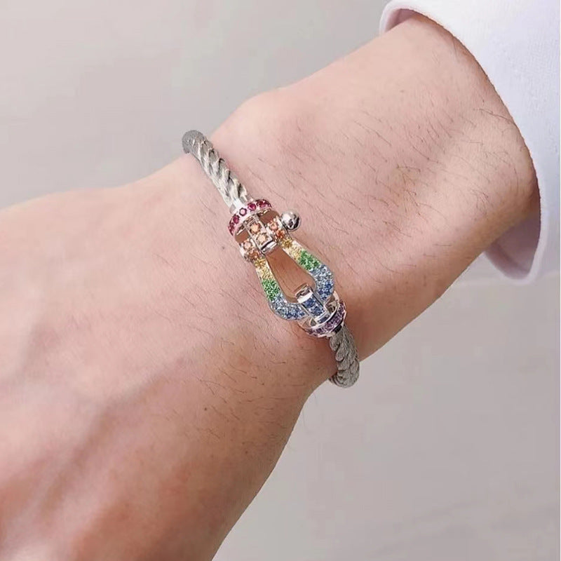 [Kincade Jewelrys]FORC LARGE HORSESHOE  COLORED DIAMOND BRACELET SILVER
