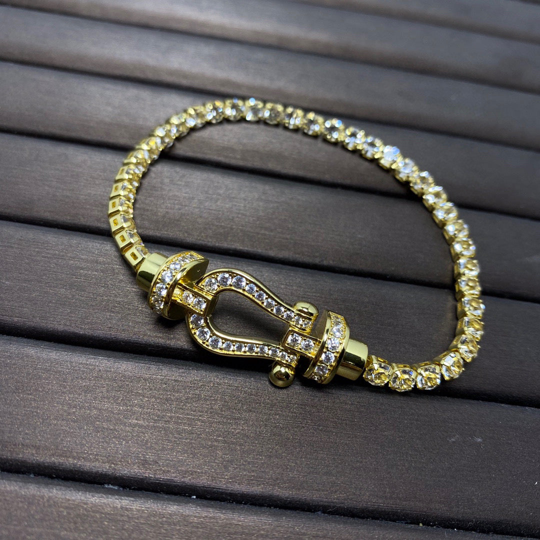 [Kincade Jewelrys]FORCE  LARGE HORSESHOE FULL DIAMOND TENNIS BRACELET