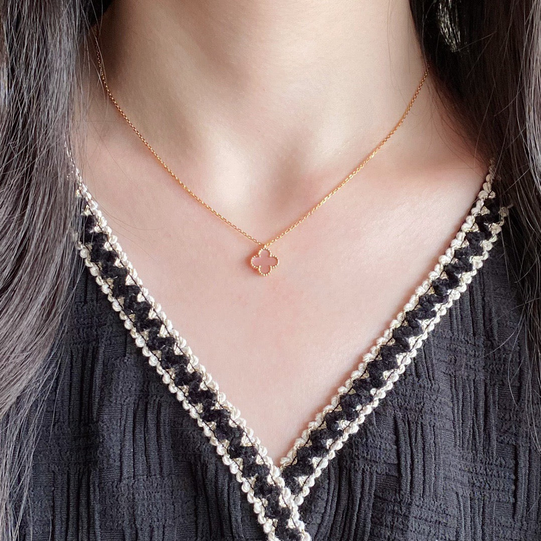 [Kincade Jewelrys]CLOVER 15MM PINK MOTHER-OF-PEARL SINGLE FLOWER NECKLACE