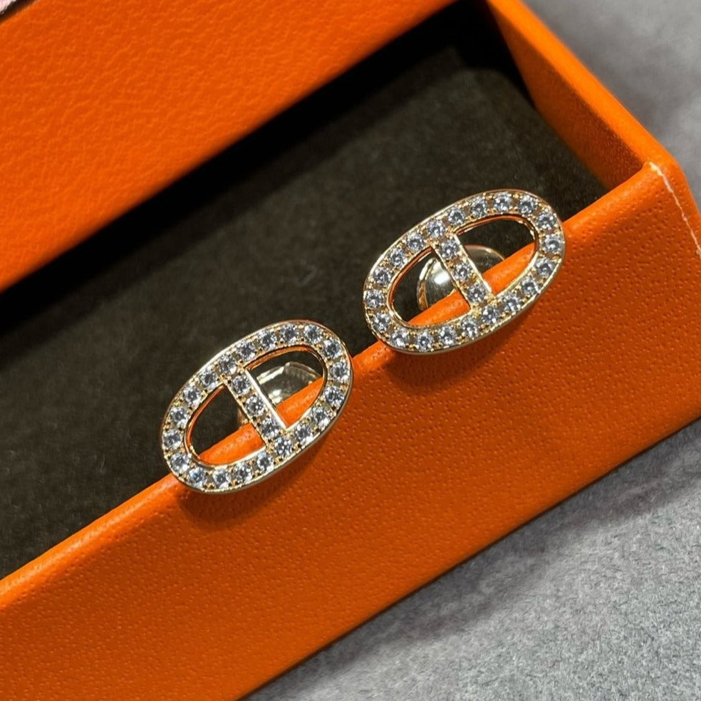 [Kincade Jewelrys]HM FULL DIAMOND PIG NOSE STUD EARRINGS