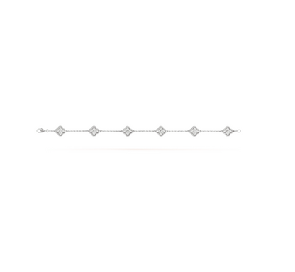 [Kincade Jewelrys]CLOVER 6 MOTIF SILVER DIAMOND BRACELET