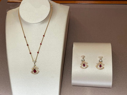 [Kincade Jewelrys]DREAM NECKLACE CARNELIAN DIAMOND PINK GOLD