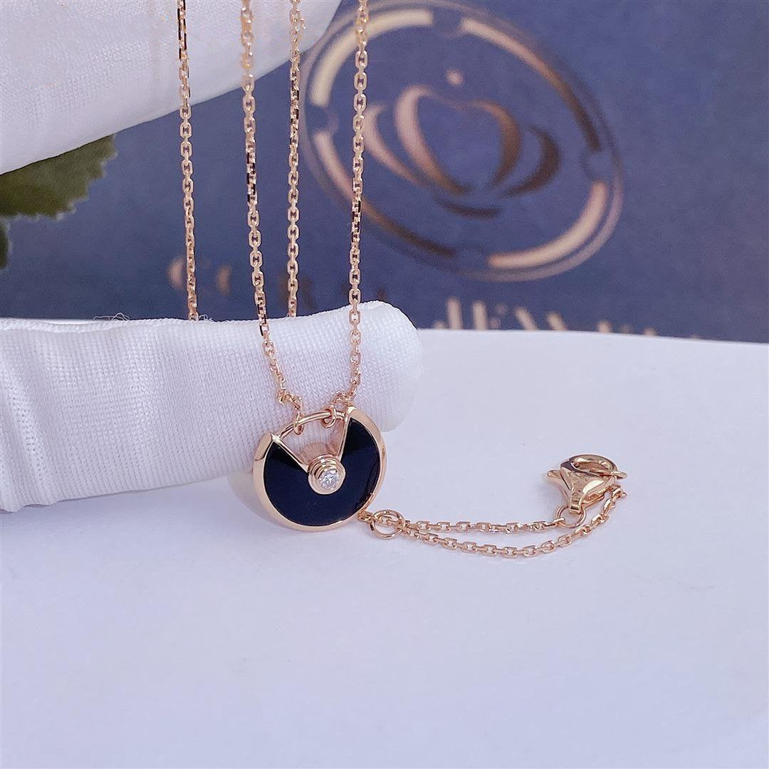 [Kincade Jewelrys]AMULETTE ROSE GOLD ONYX NECKLACE