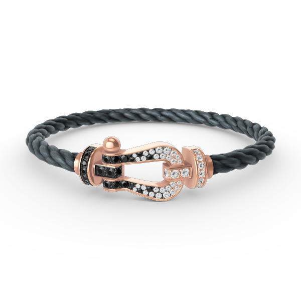 [Kincade Jewelrys]FORCE LARGE HORSESHOE BLACK WHITE DIAMOND BRACELET ROSE GOLD