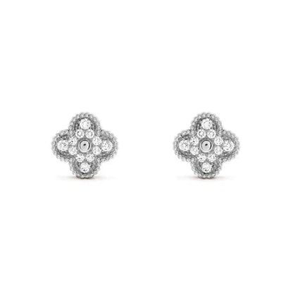 [Kincade Jewelrys]CLOVER 1 MOTIFS DIAMOND STUD EARRINGS SILVER