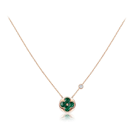 [Kincade Jewelrys]SUN PEDANT PINK GOLD 1 DIAMOND NECKLACE